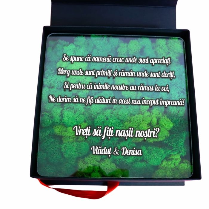 Cutie Cadou Cerere Nasi, Licheni, Verde, 23x23 cm, CLNUV009 - imagine 3