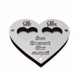 Cutie de verighete cu magnet, Personalizata, Inima, Alb, Lemn, CTV053 - imagine 3