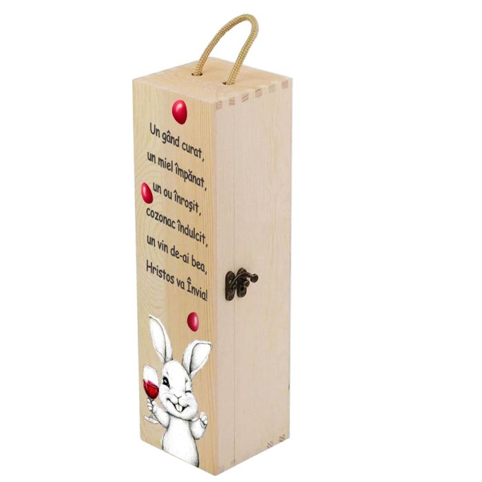 Cutie de vin, Paste, Lemn, 35x10x10 cm, CVP006 - imagine 1