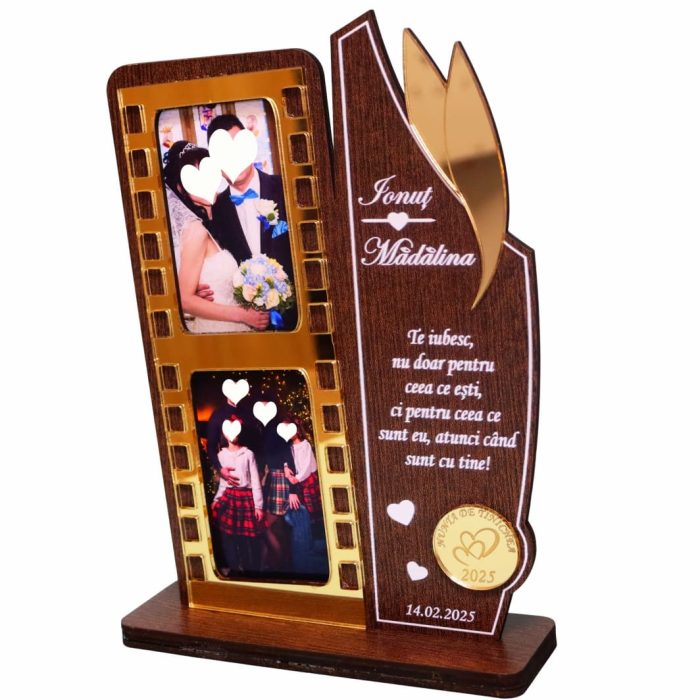 Decoratiune Cadou, Personalizata, Nunta, Lemn, 26x18cm, DCCUV001 - imagine 3