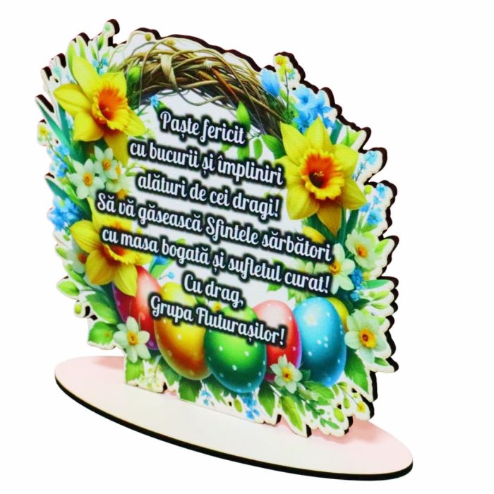 Decoratiune cadou, Personalizata, Educatoare, Paste, Lemn, 15×14 cm, DCPUV008 - imagine 3