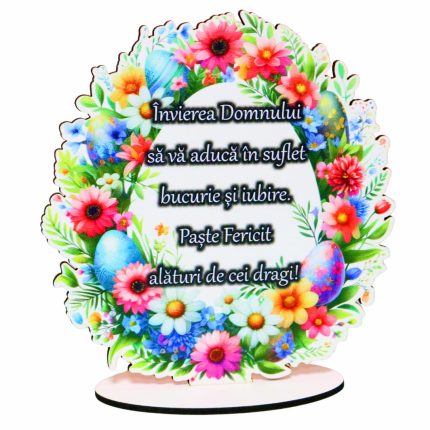 Decoratiune cadou, Paste, Lemn, Multicolor, 15×14 cm, DCPUV009