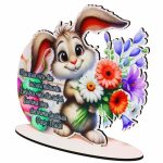 Decoratiune cadou, Paste, Lemn, Multicolor, 15×14 cm, DCPUV012 - imagine 3