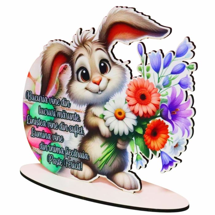 Decoratiune cadou, Paste, Lemn, Multicolor, 15×14 cm, DCPUV012 - imagine 3