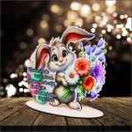 Decoratiune cadou, Paste, Lemn, Multicolor, 15×14 cm, DCPUV012 - imagine 5