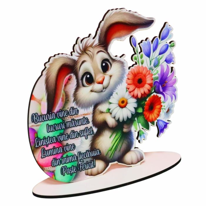 Decoratiune cadou, Paste, Lemn, Multicolor, 15×14 cm, DCPUV012 - imagine 2