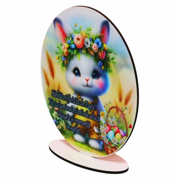 Decoratiune cadou, Paste, Lemn, Multicolor, 15×12,5 cm, DCPUV014 - imagine 3