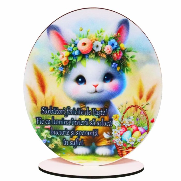 Decoratiune cadou, Paste, Lemn, Multicolor, 15×12,5 cm, DCPUV014 - imagine 1