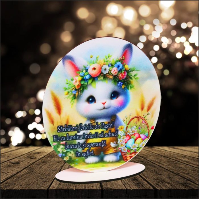 Decoratiune cadou, Paste, Lemn, Multicolor, 15×12,5 cm, DCPUV014 - imagine 5