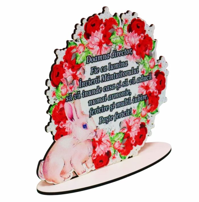 Decoratiune cadou, Personalizata, Director, Paste, Lemn, 15×14,5 cm, DCPUV015 - imagine 2