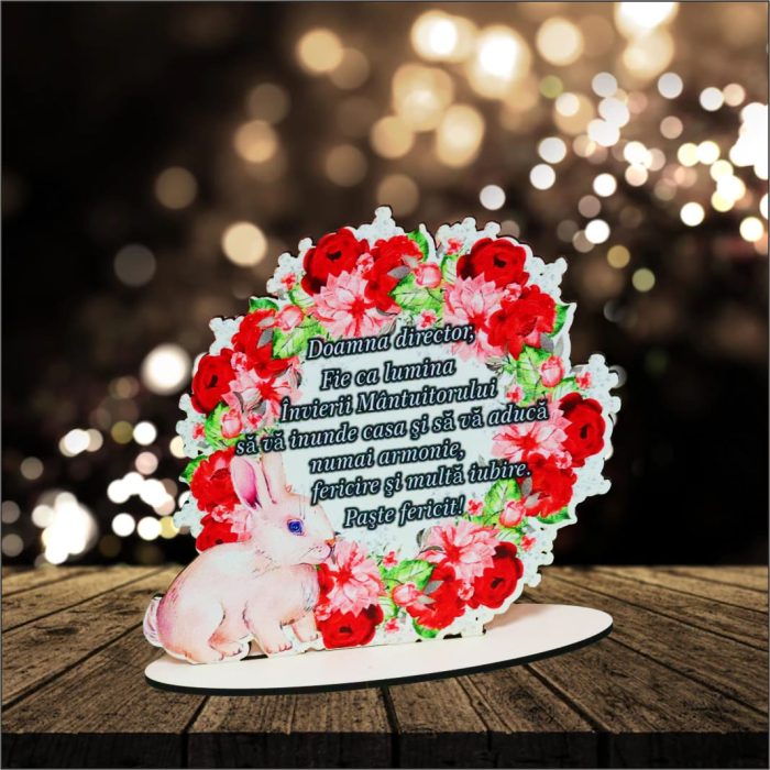 Decoratiune cadou, Personalizata, Director, Paste, Lemn, 15×14,5 cm, DCPUV015 - imagine 5