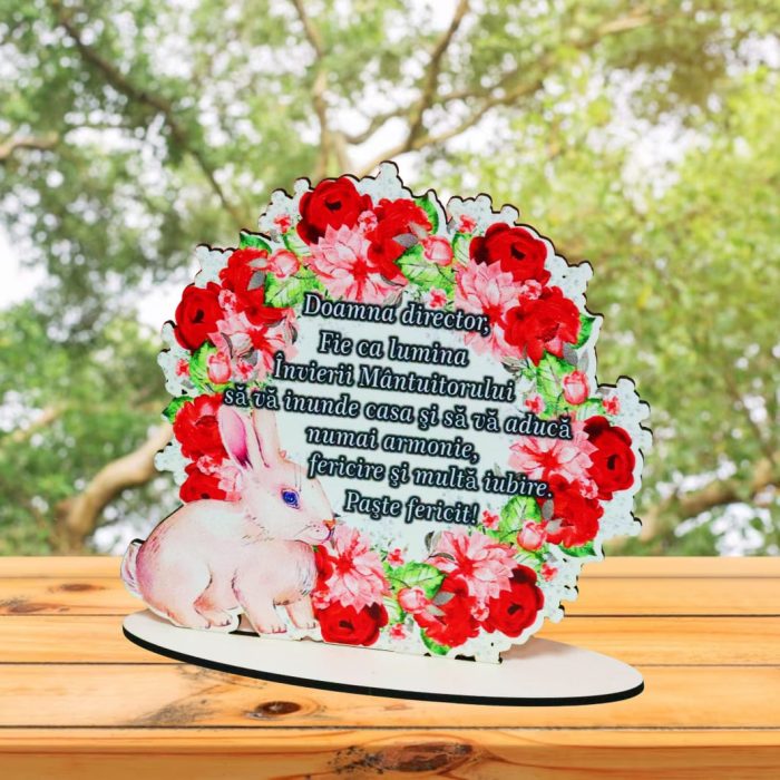 Decoratiune cadou, Personalizata, Director, Paste, Lemn, 15×14,5 cm, DCPUV015 - imagine 4