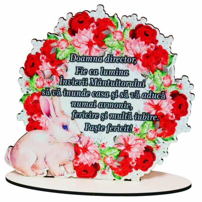 Decoratiune cadou, Personalizata, Director, Paste, Lemn, 15×14,5 cm, DCPUV015 - imagine 1