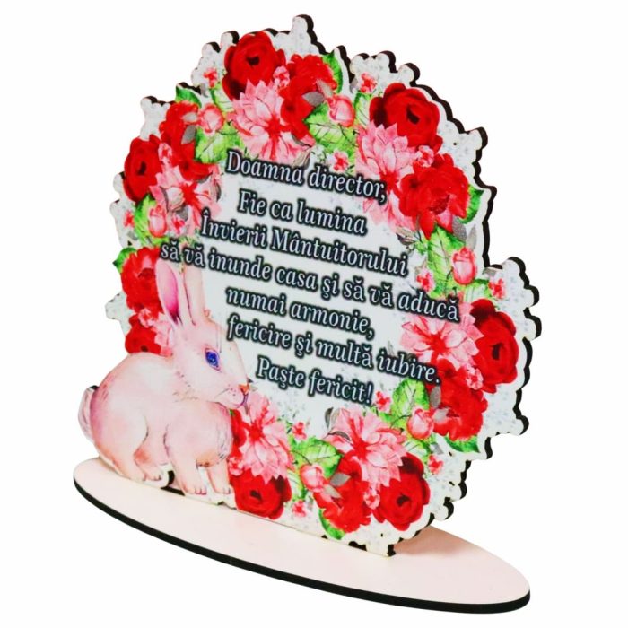 Decoratiune cadou, Personalizata, Director, Paste, Lemn, 15×14,5 cm, DCPUV015 - imagine 3