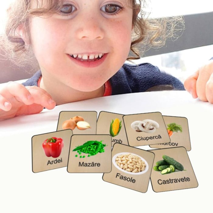 Set 16 Carduri Stimulare Vizuala, Educative, Lemn, 11x11cm, JMC002 - imagine 5