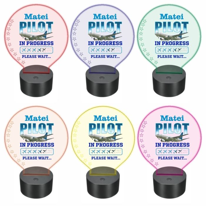 Lampa 3D personalizata, model Pilot, multicolor, 22x18 cm, LDUV028 - imagine 2