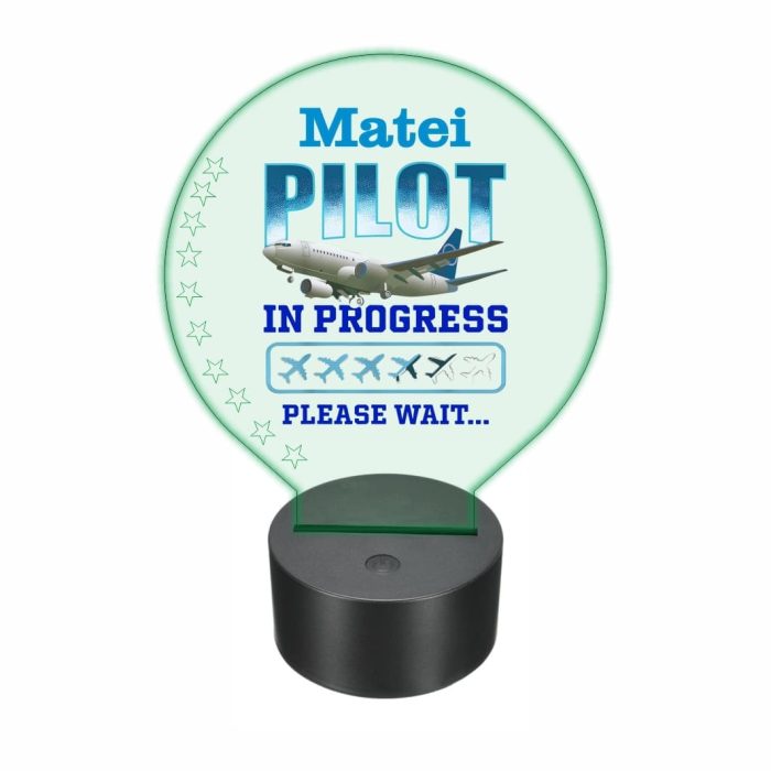 Lampa 3D personalizata, model Pilot, multicolor, 22x18 cm, LDUV028 - imagine 5
