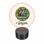 Lampa 3D personalizata, model Minecraft, multicolor, 22x18 cm, LDUV042 - imagine 5