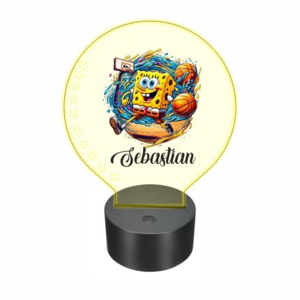 Lampa 3D personalizata, model SpongeBob, multicolor, 22x18 cm, LDUV045