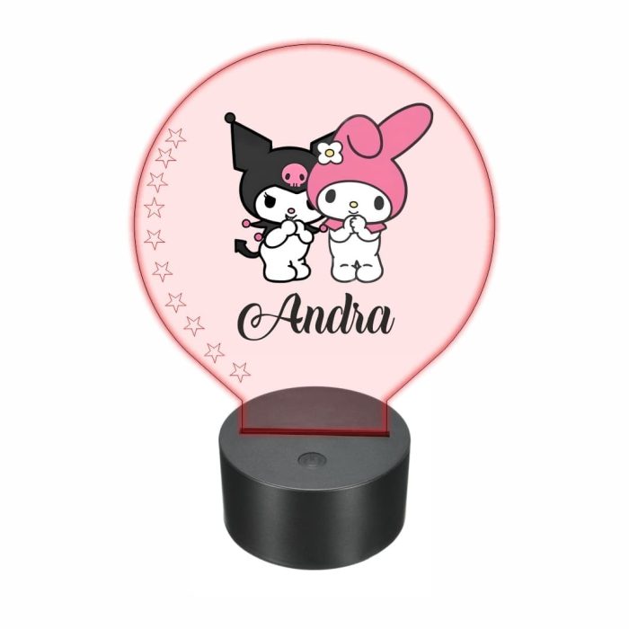 Lampa 3D personalizata, model Kuromi, My Melody, multicolor, 22x18 cm, LDUV046 - imagine 5