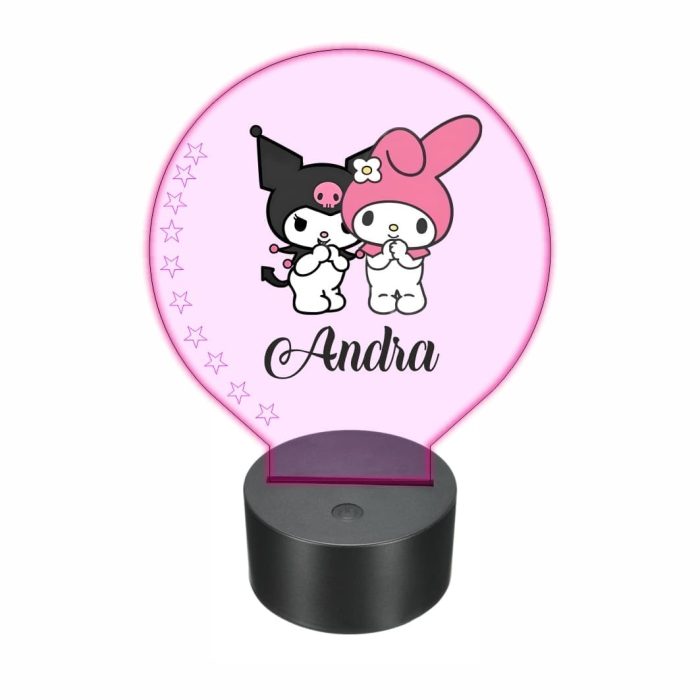 Lampa 3D personalizata, model Kuromi, My Melody, multicolor, 22x18 cm, LDUV046 - imagine 1