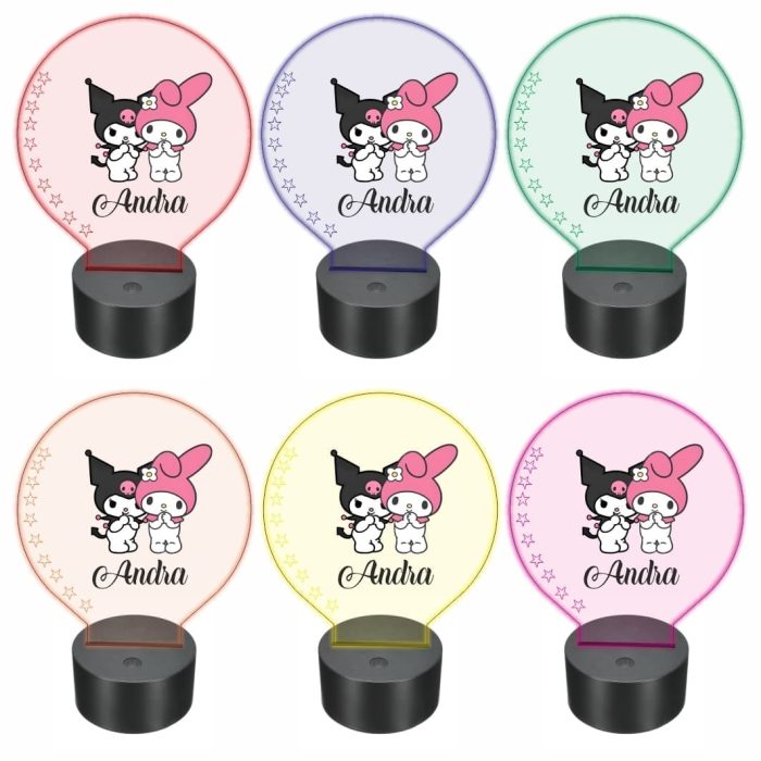 Lampa 3D personalizata, model Kuromi, My Melody, multicolor, 22x18 cm, LDUV046 - imagine 2