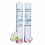 Set Lumanari, Nunta de Argint, Personalizate, 2 Bucati, Argintiu, Alb, 35 cm, LN027 - imagine 3