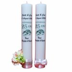 Set Lumanari, Nunta de Argint, Personalizate, 2 Bucati, Argintiu, Alb, 35 cm, LN027 - imagine 4