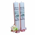 Set Lumanari, Nunta de Argint, Personalizate, 2 Bucati, Argintiu, Alb, 35 cm, LN027 - imagine 5