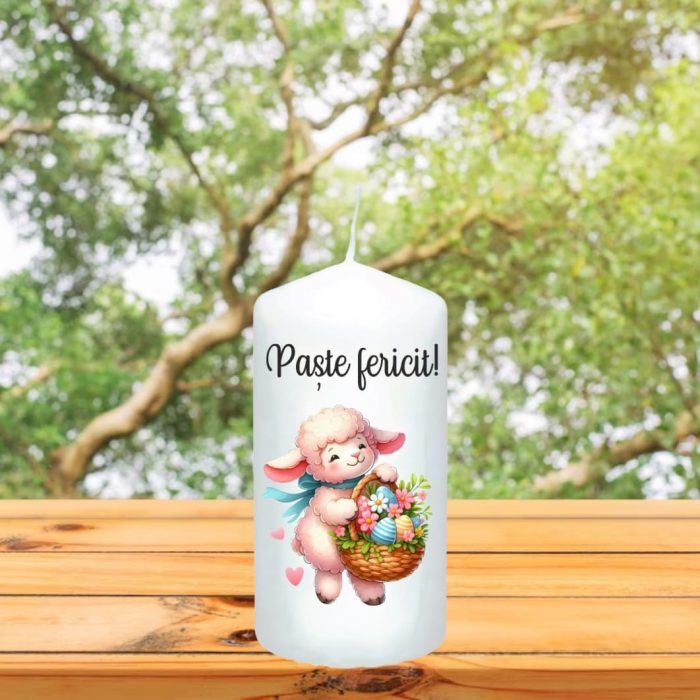 Lumanare Decorativa, Paste, Alb, 14x7 cm, LPS001 - imagine 3