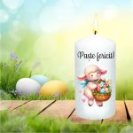 Lumanare Decorativa, Paste, Alb, 14x7 cm, LPS001 - imagine 2