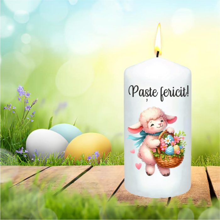 Lumanare Decorativa, Paste, Alb, 14x7 cm, LPS001 - imagine 2
