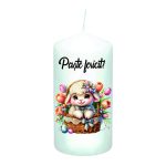 Lumanare Decorativa, Paste, Alb, 14x7 cm, LPS002