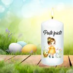 Lumanare Decorativa, Paste, Alb, 14x7 cm, LPS004 - imagine 2