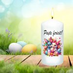 Lumanare Decorativa, Paste, Alb, 14x7 cm, LPS005 - imagine 2