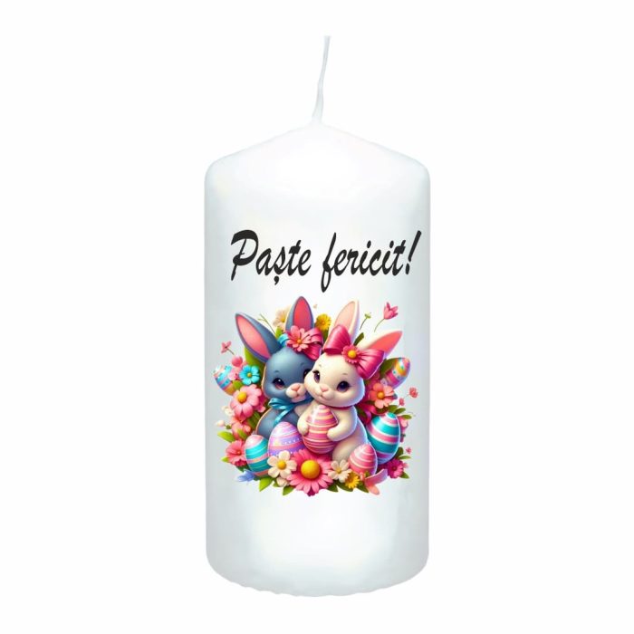 Lumanare Decorativa, Paste, Alb, 14x7 cm, LPS005 - imagine 1