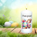 Lumanare Decorativa, Paste, Alb, 14x7 cm, LPS006 - imagine 2