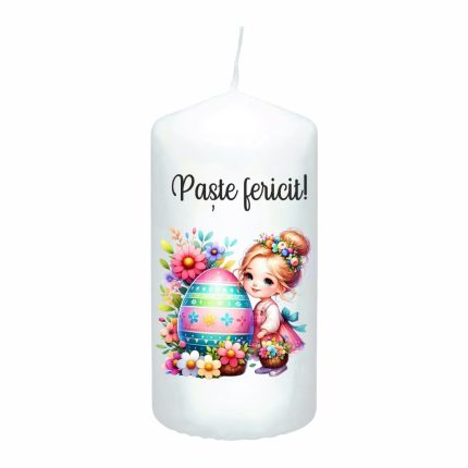 Lumanare Decorativa, Paste, Alb, 14x7 cm, LPS006