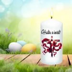 Lumanare Decorativa Paste, Alb, 14x7 cm, LPS007 - imagine 2