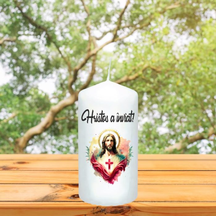 Lumanare Decorativa, Paste, Alb, 14x7 cm, LPS011 - imagine 3