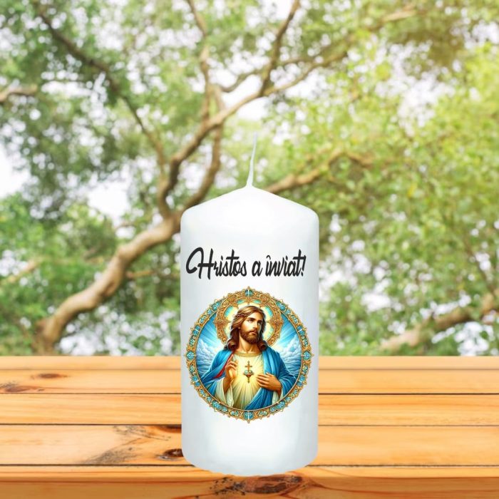 Lumanare Decorativa, Paste, Alb, 14x7 cm, LPS016 - imagine 3