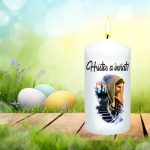 Lumanare Decorativa, Paste, Alb, 14x7 cm, LPS017 - imagine 2