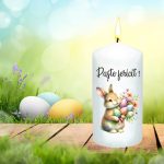 Lumanare Decorativa, Paste, Alb, 14x7 cm, LPS019 - imagine 2