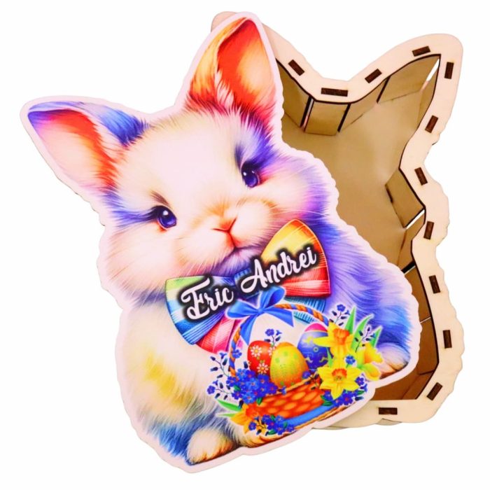 Cutie cadou de Paste, Personalizata, Lemn, Multicolor, OKPUV009 - imagine 2