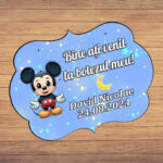 Pancarta Bine Ati Venit, Personalizata, Botez, Mickey Mouse, 40x31cm, PBBUV005 - imagine 4