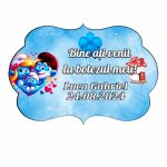 Pancarta Bine Ati Venit, Personalizata, Botez, Strumfi, 40x31cm, PBBUV010 - imagine 3