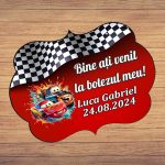 Pancarta Bine Ati Venit, Personalizata, Botez, Cars, Rosu, 40x31cm, PBBUV012 - imagine 4