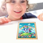 Puzzle din lemn, Unicorn, 16 piese, Multicolor, 17x17 cm, PDUV017 - imagine 4