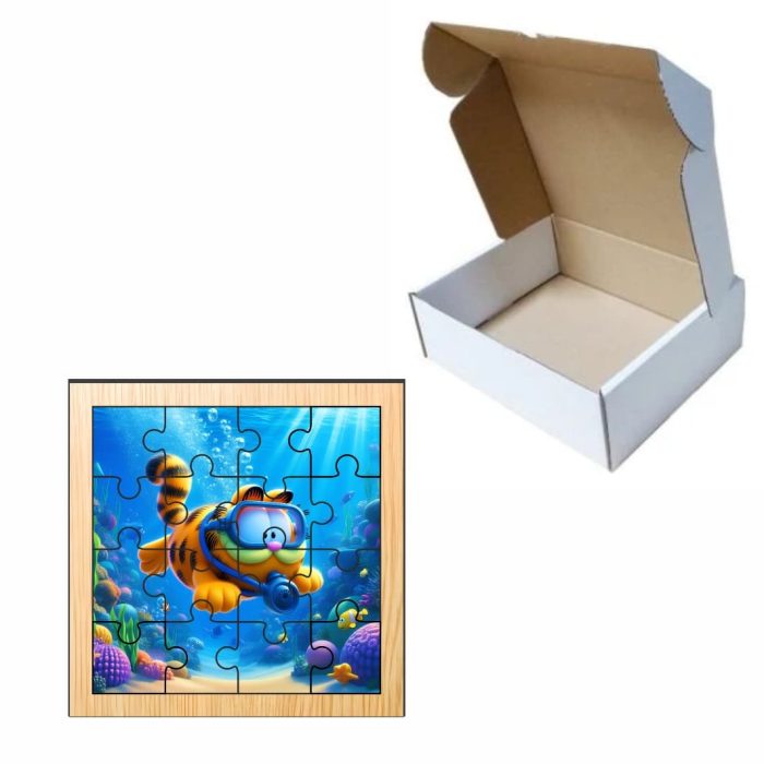 Puzzle din lemn, Garfield, 16 piese, Multicolor, 17x17 cm, PDUV021 - imagine 3