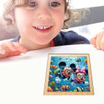 Puzzle din lemn, Minnie Mouse, Mickey Mouse, 16 piese, Multicolor, 17x17 cm, PDUV026 - imagine 4
